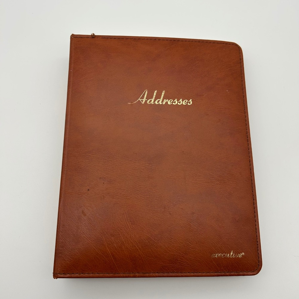 Stuart Hall Executive Brown Faux Leather 3-Ring Address‎ Book Vintage No. 8432